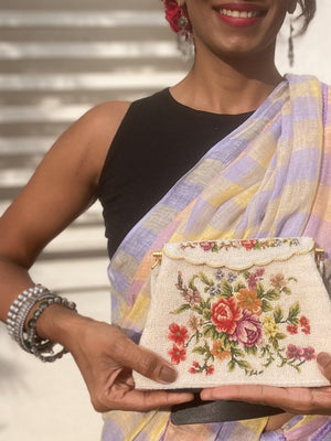 Vintage Beaded Purse with Petit Point from 1950's - Rachana Reddy