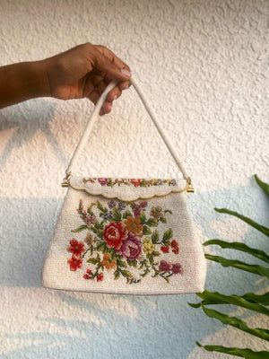 Vintage Beaded Purse with Petit Point from 1950's - Rachana Reddy