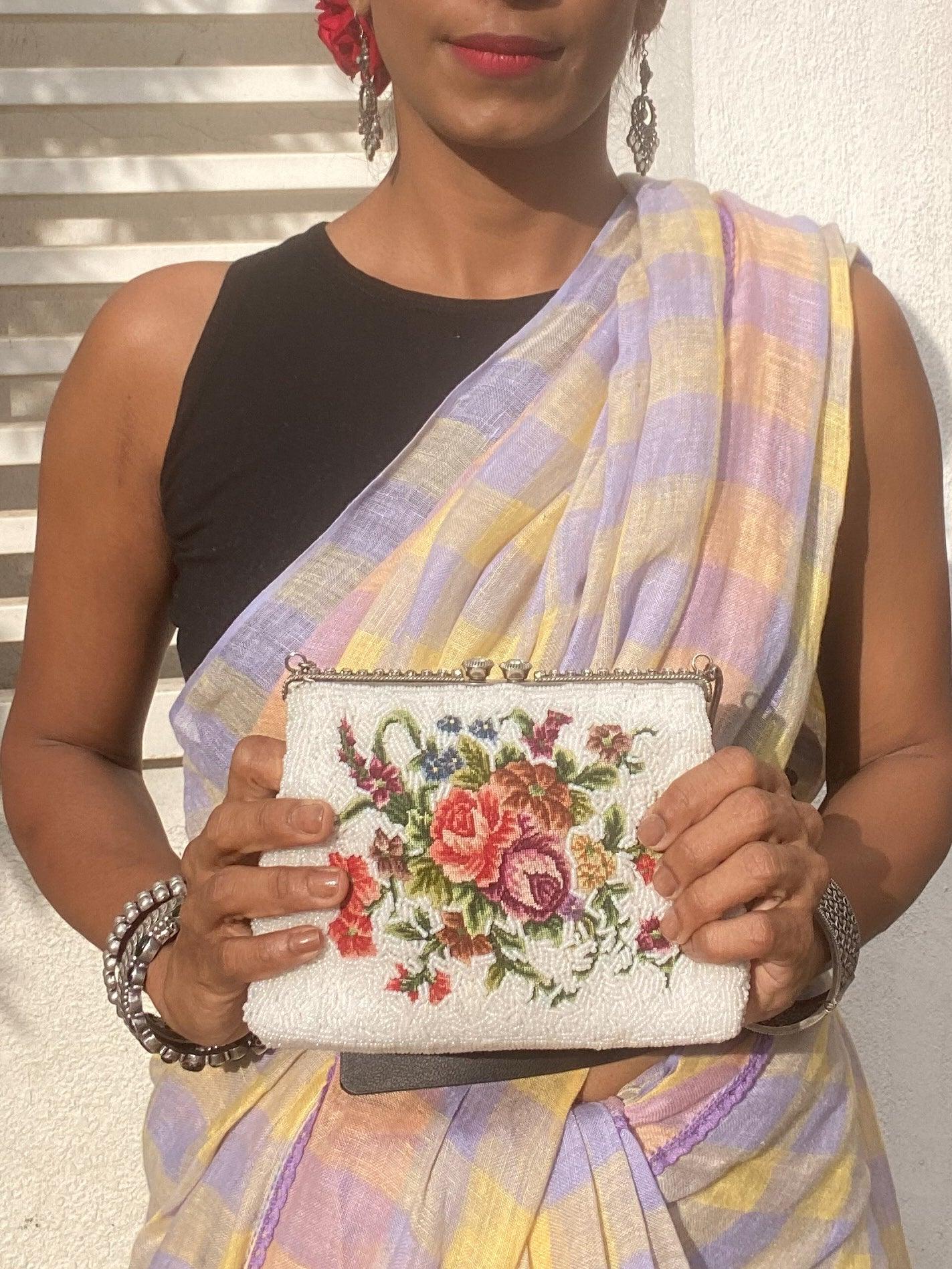 Vintage Beaded Purse with Petit Point from 1950s - Rachana Reddy