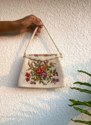 Vintage Beaded Purse with Petit Point from 1950's - Rachana Reddy