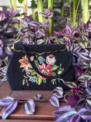 Vintage Beaded Purse with Petit Point from 1950's - Rachana Reddy