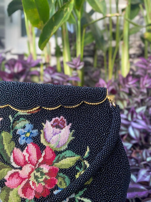 Vintage Beaded Purse with Petit Point from 1950's - Rachana Reddy